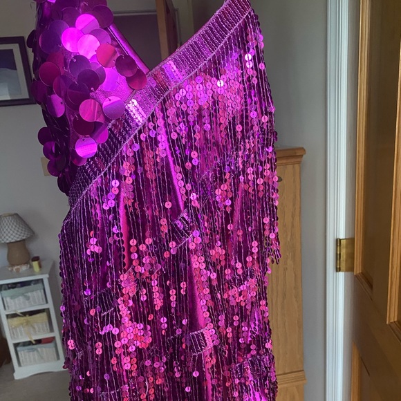Purple sparkle fringe dress, sequins and tie back! Perfect for the Eras Tour! - Picture 4 of 5
